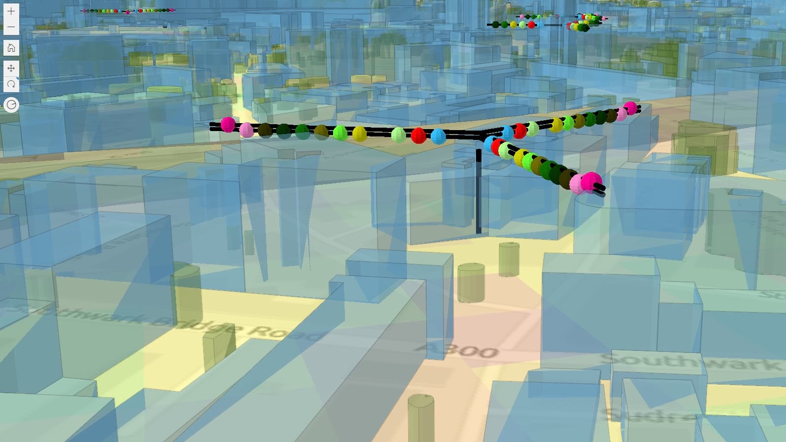 A view of Vodafone's digital twin that shows signal strength