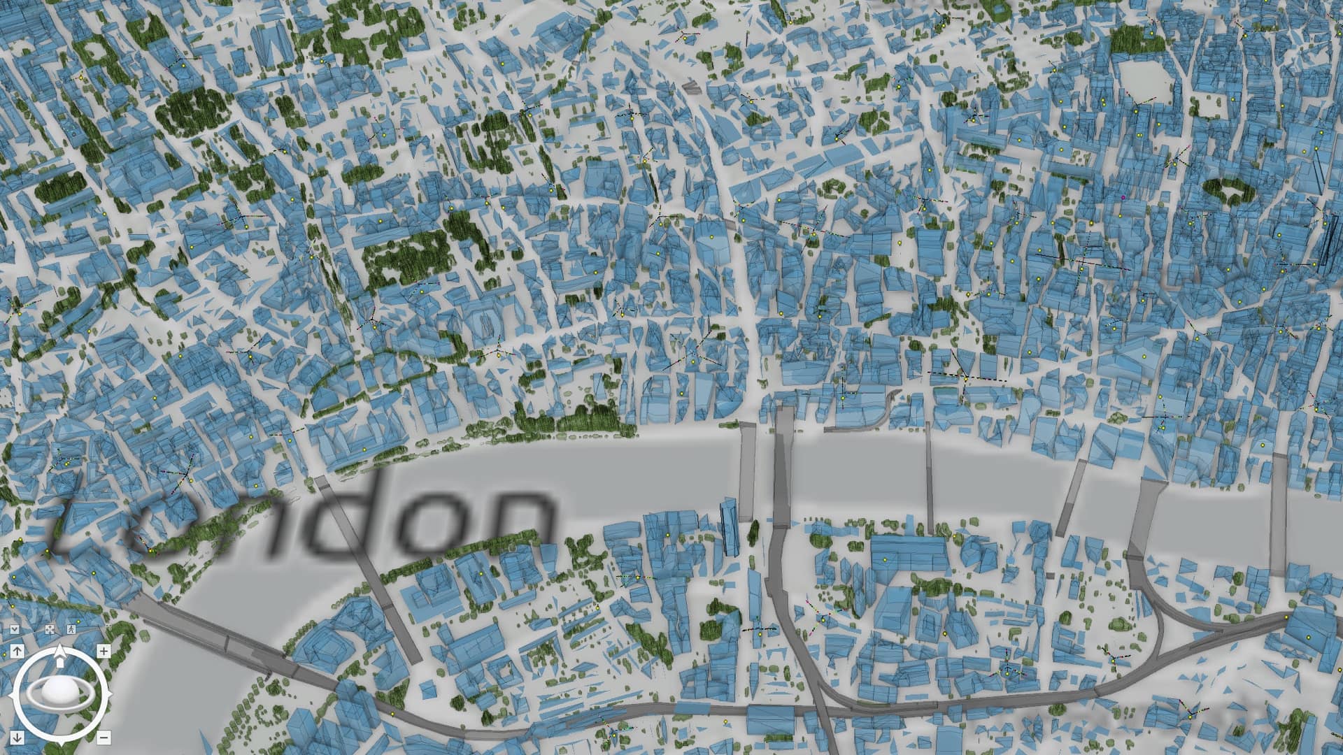 Vodafone's digital twin of London showing buildings and trees