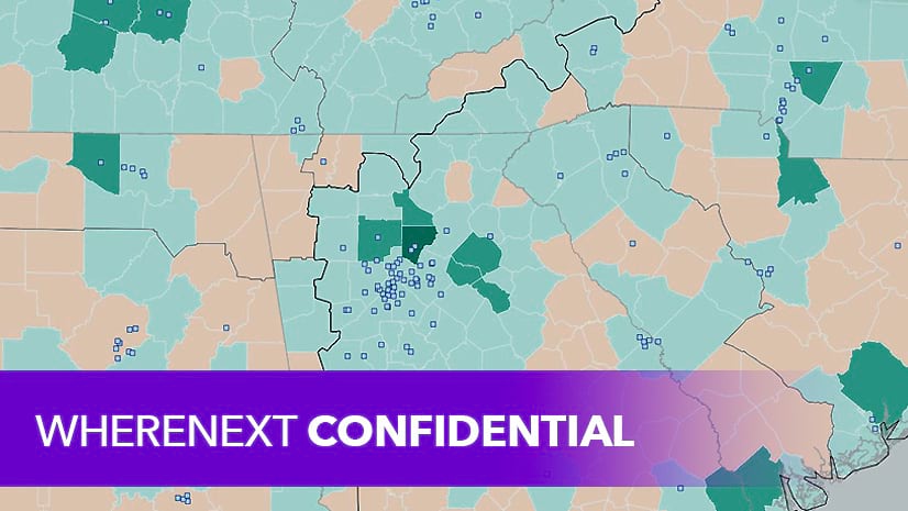 A map with a cluster of dots represents business expansion opportunities
