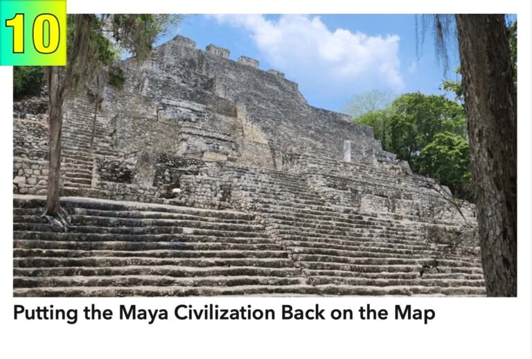 Calacmul, Mexico, the ruins of a Maya pyramid in the foreground