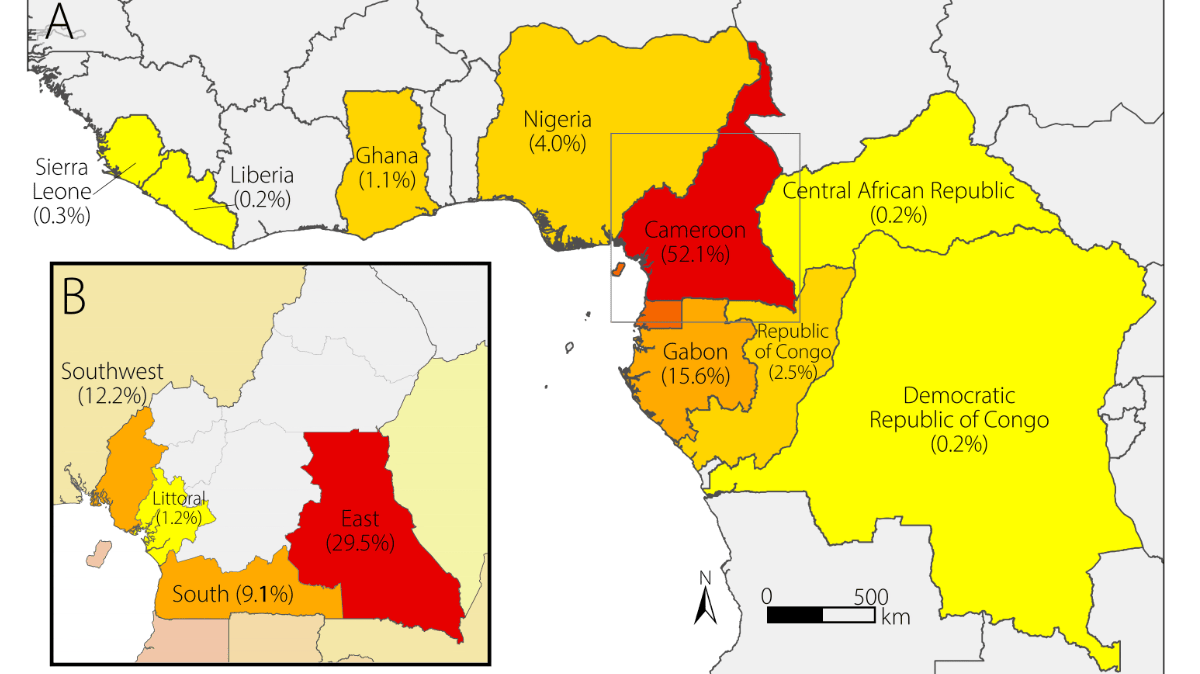 A map of the national and regional origins of smuggled pangolin scales