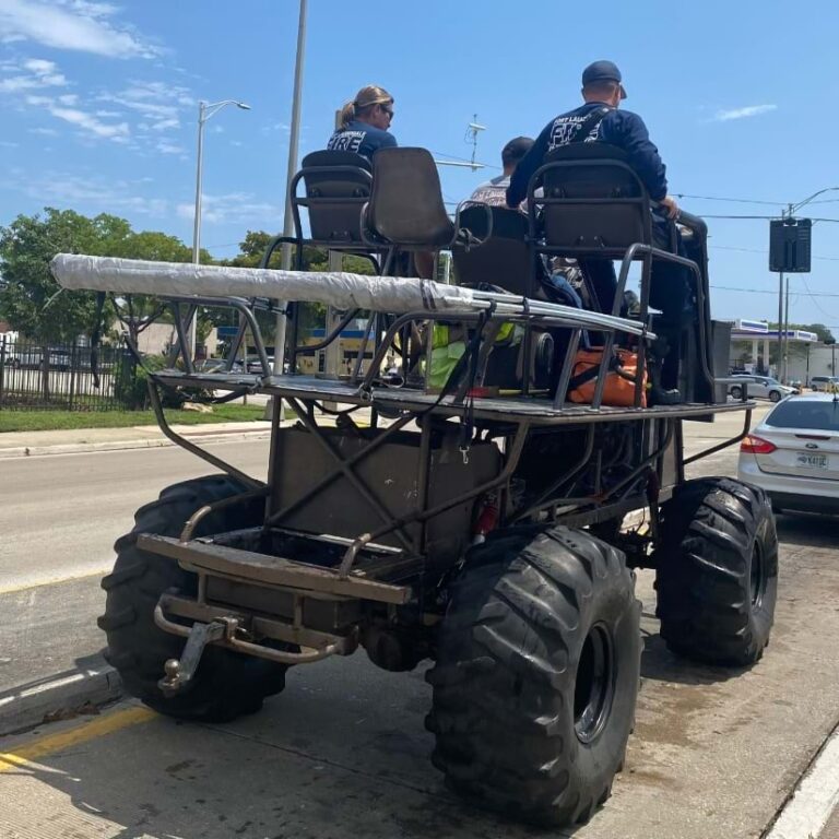 high water vehicle used to rescue flooded motorists