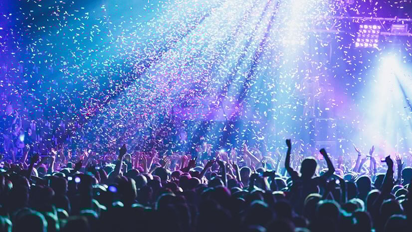 A sea of concertgoers represents a Taylor Swift show