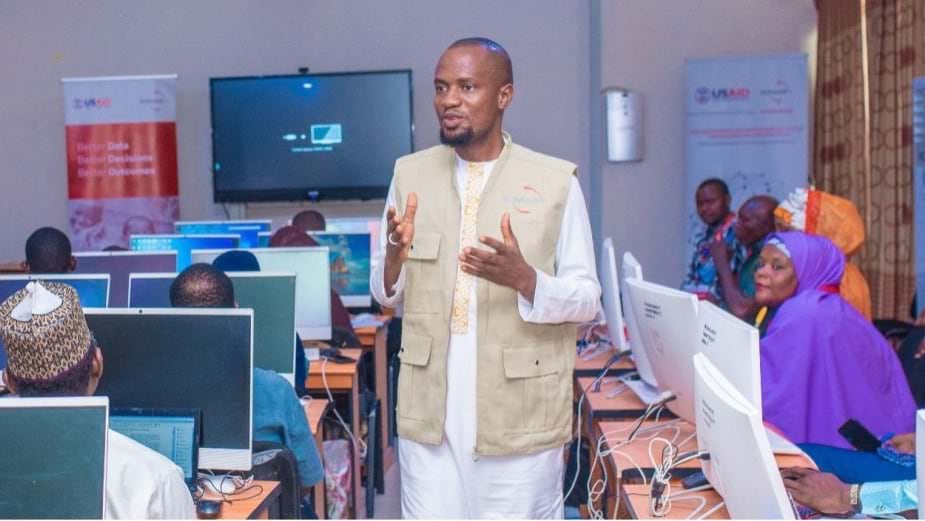 Sulaiman Badamasi, iMMAP Inc.'s capacity building lead teaches a class in Nigeria