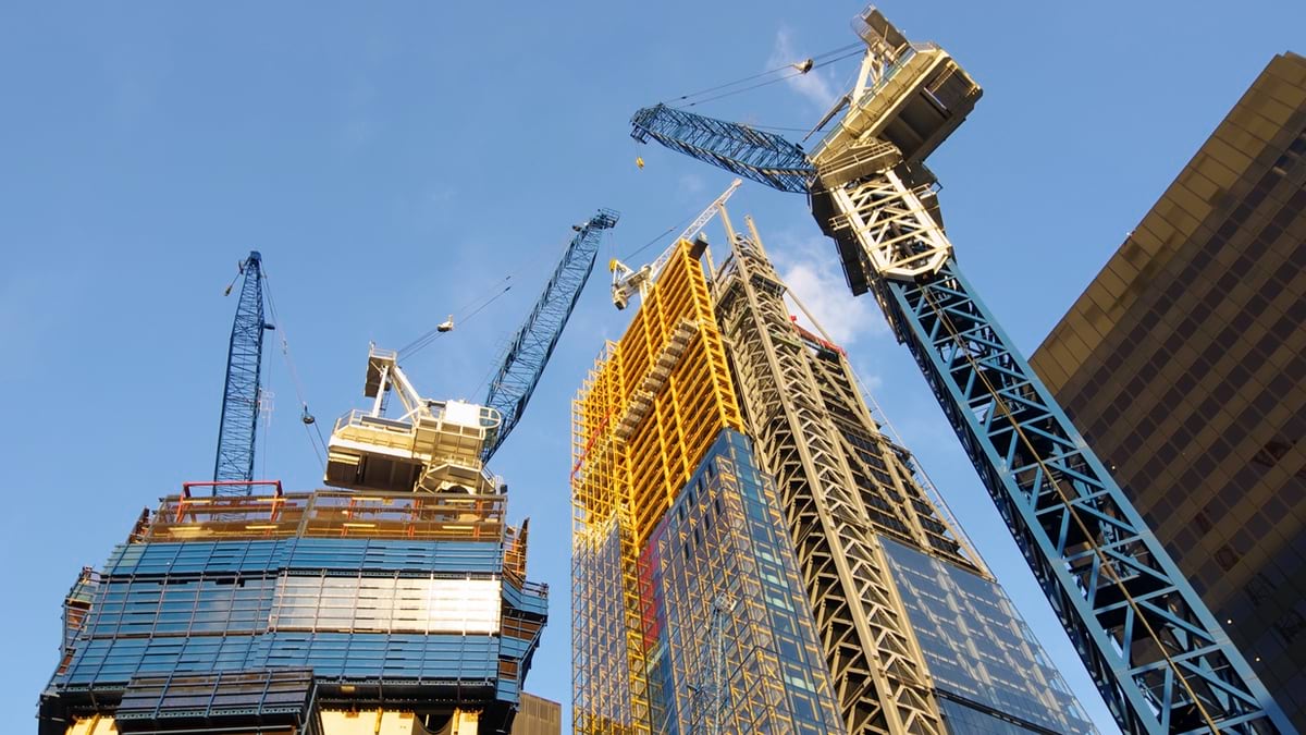 New skyscrapers under construction in the city of London, UK