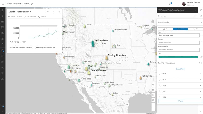 A screenshot displaying Map Viewer’s pop-up configuration panel in ArcGIS Online.