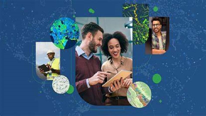 A collage of people and maps against a blue background