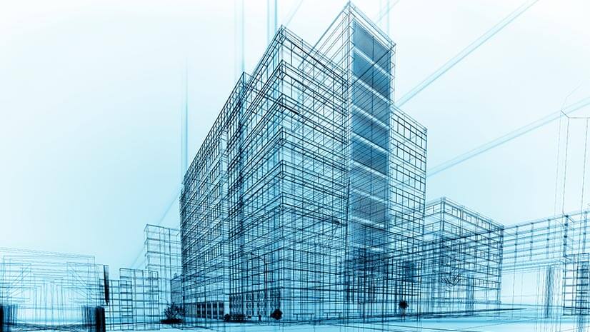 A line drawing of an office building represents the highest, best use of company assets