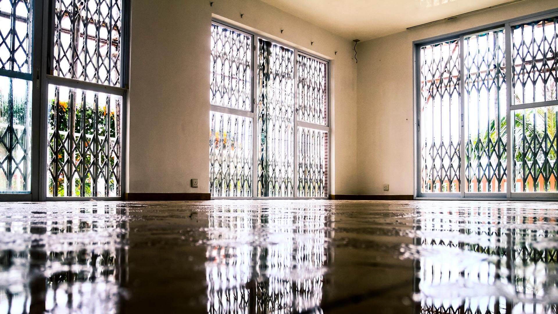 A waterlogged retail space suggests Water supply issues