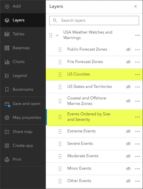 A black toolbar on the right and a series of words on the right with 2 highlighted in yellow
