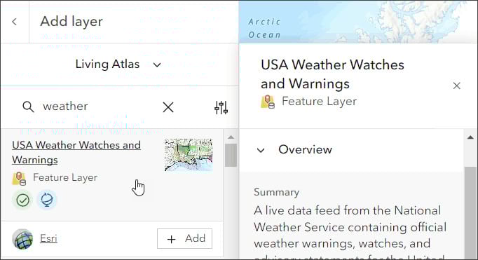 A series of words in black text including add layer and weather