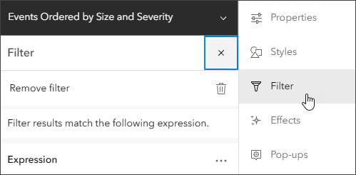 The words events ordered by size and severity in white text on a black background