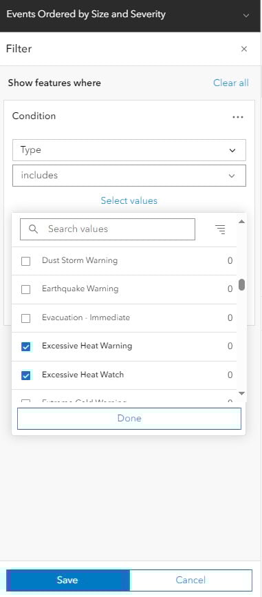 Several search boxes on a white background with save and cancel buttons at the bottom