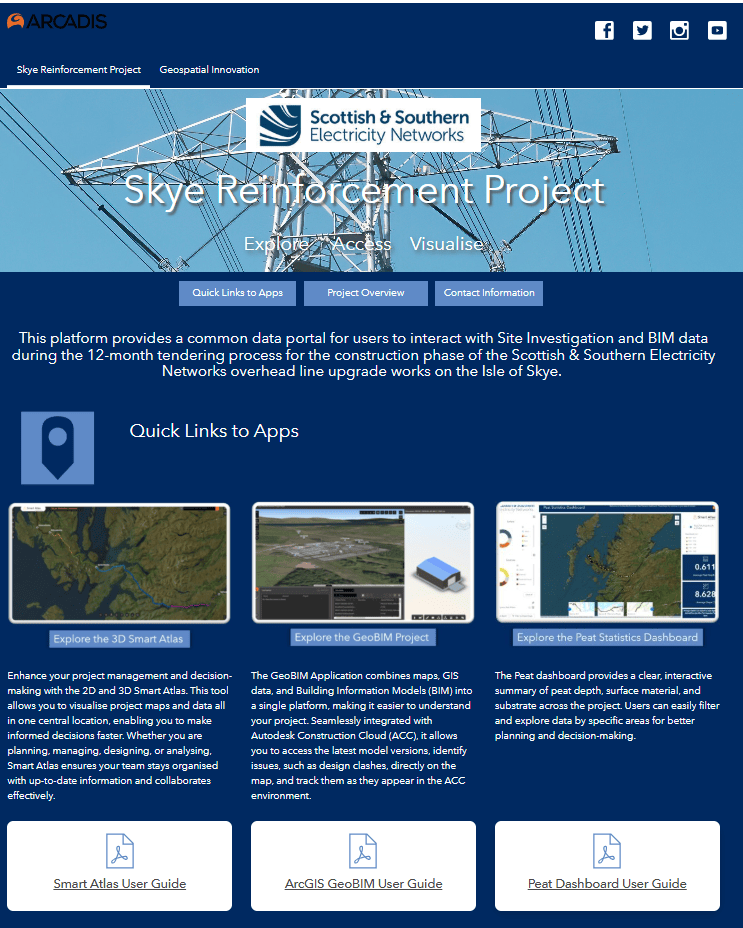 Screenshot of a web page with images and text and Skye Reinforcement Project title at the top