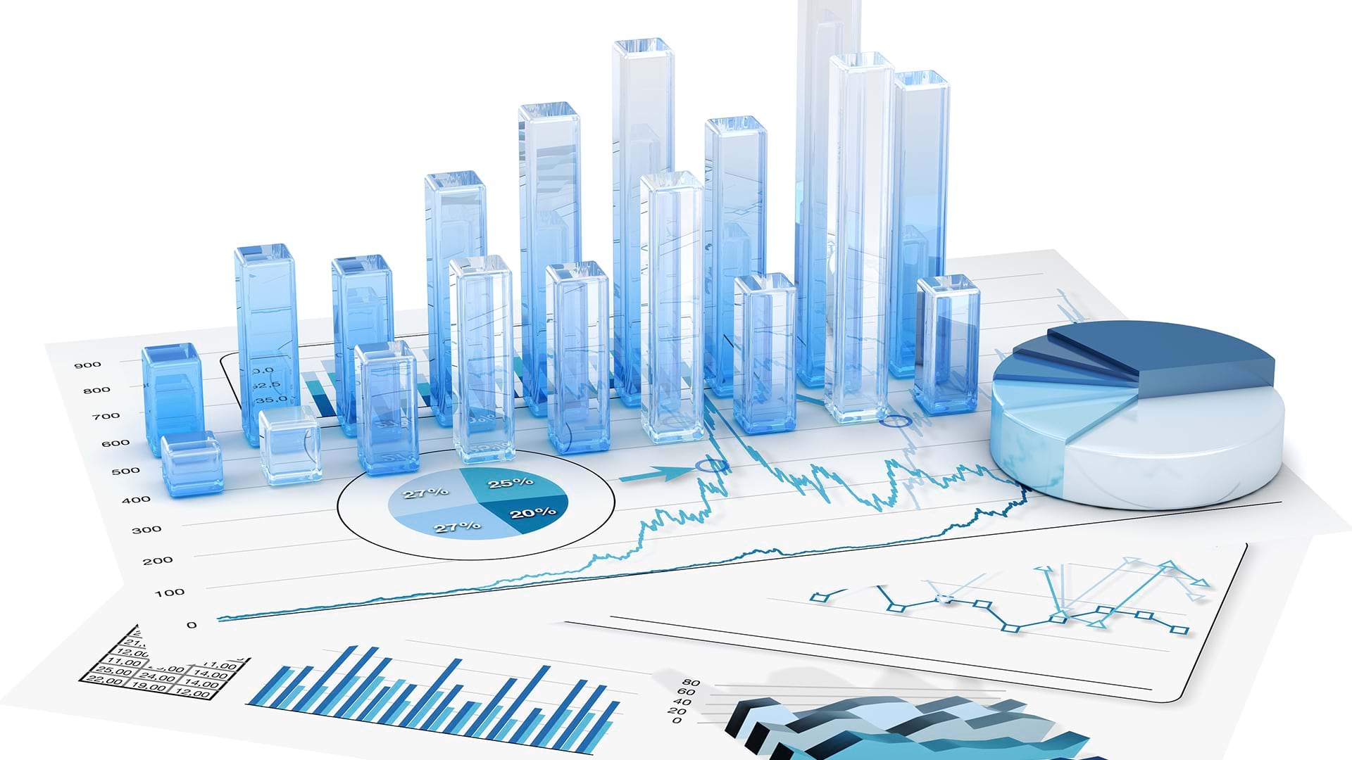 3D charts and graphs represent the link between geographic precision and profit