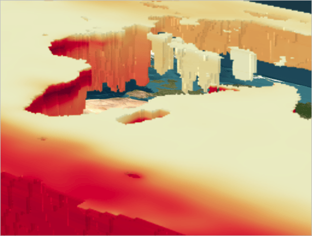 3D map in yellow and orange