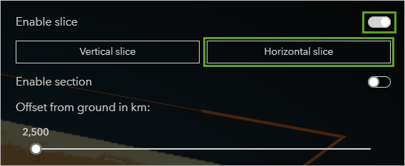 A screenshot with the words vertical slice and horizontal slice against a black background