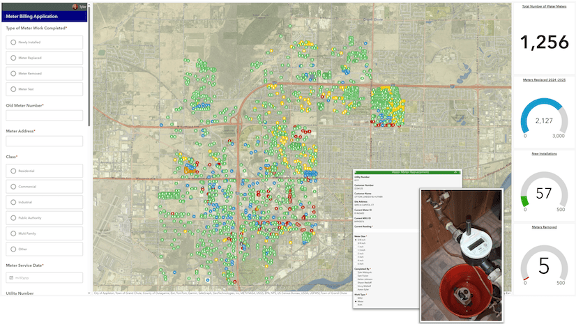 Map of Grand Chute, Wisconsin with multicolored data points