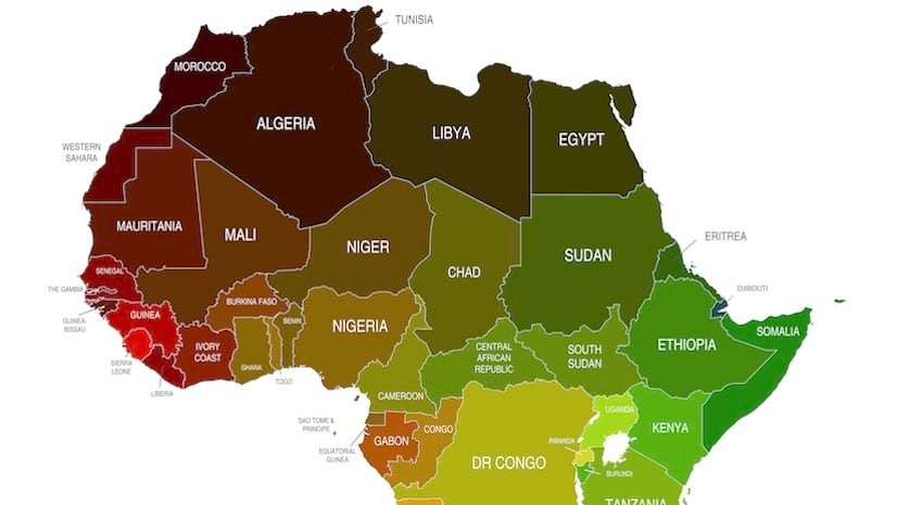 A multicolored map of Africa