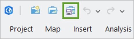 The words project, map, insert, and analysis in black text