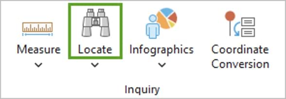 The word locate highlighted in green with a binocular image above it
