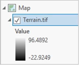 The words terrain.tif in a blue box with a checkmark next to it