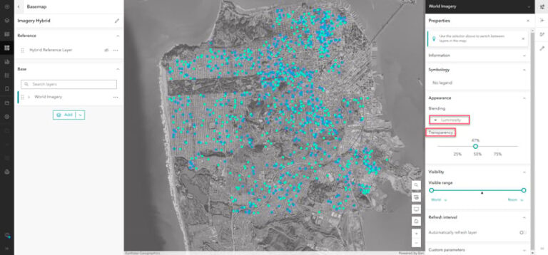 Screenshot of the process of applying a background color in ArcGIS Dashboards.