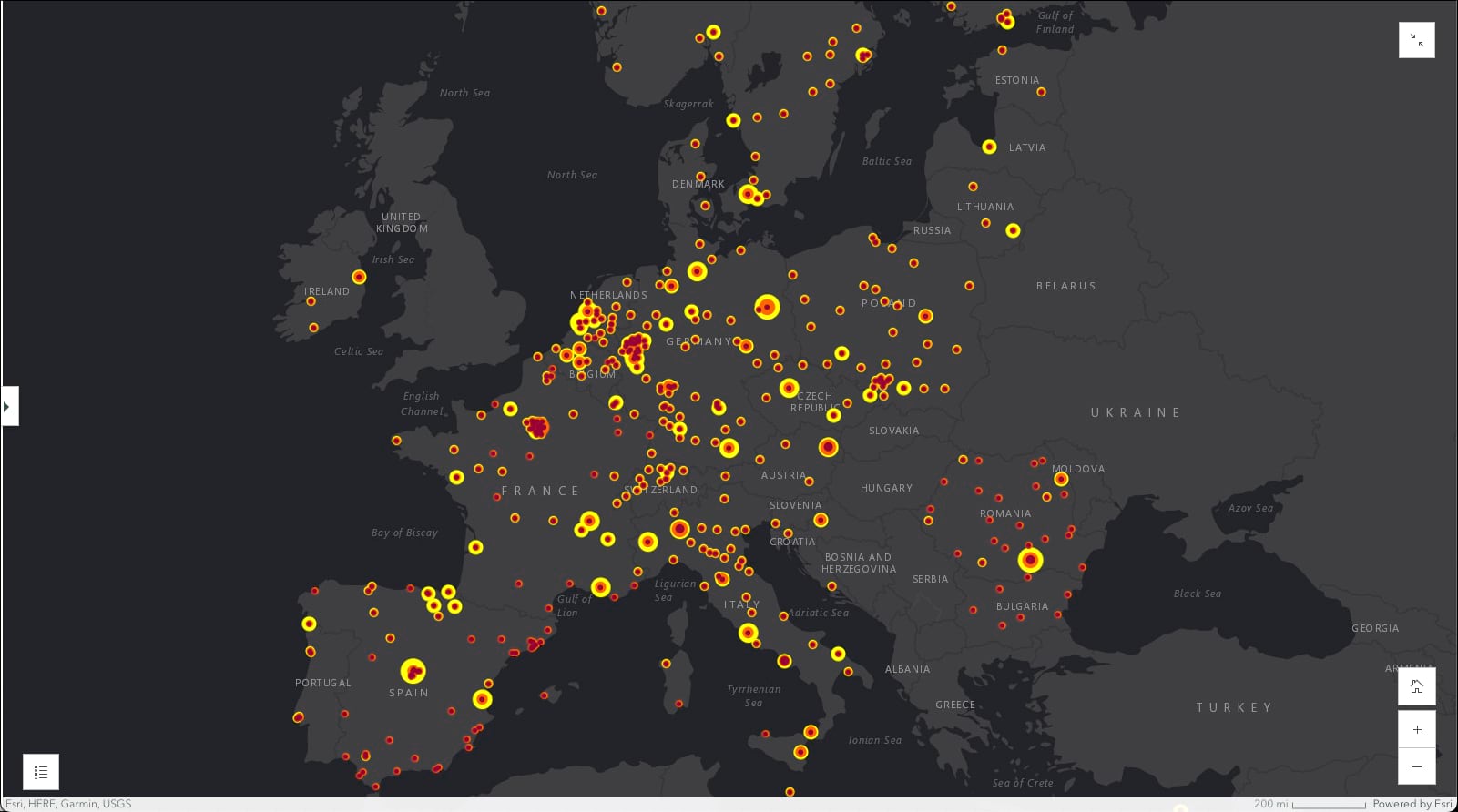 This map shows the exposure to road traffic noise exceeding the night ‘sleep disturbance’ threshold.