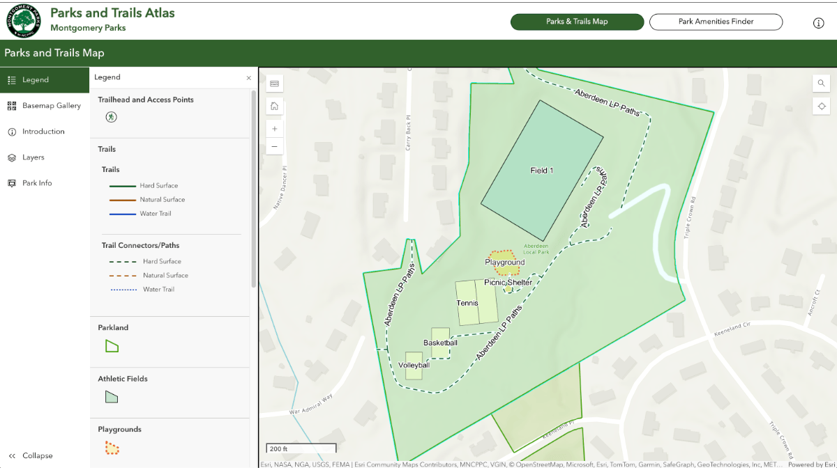 Screenshot of Park Amenities Finder map viewer