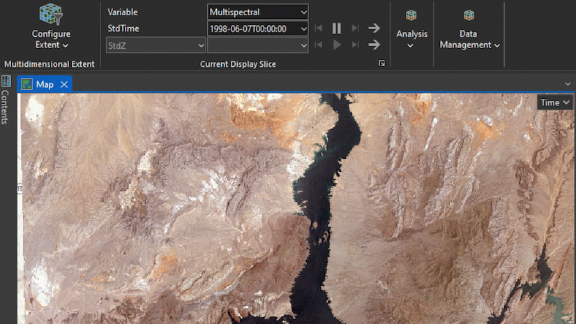 A multidimensional image of land and terrain