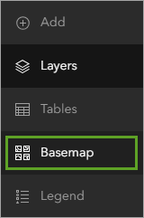 A snippet of a toolbar with a green rectangle around the word basemap