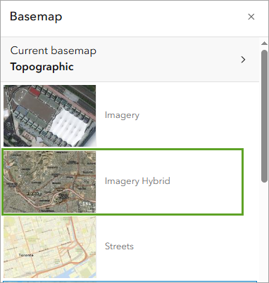 A snippet of a toolbar with a green rectanglea round the words imagery hybrid