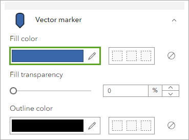 A white popup box with the options fill color and fill transparency
