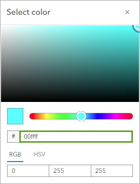 A gradient bar with multiple colors and a large square with shades of black and green