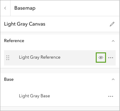 A basemap toolbar with the options reference and base displayed