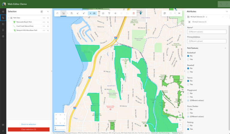 A graphic displaying nine theme options, each with different colors and basemaps, labeled with the name of each option.