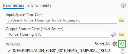 The paramters option selected in ArcGIS Pro