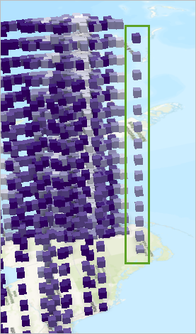 A series of connected purple cubes representing a space-time cube