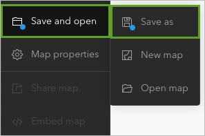 A dark toolbar with the words save and open highlighted in a green square