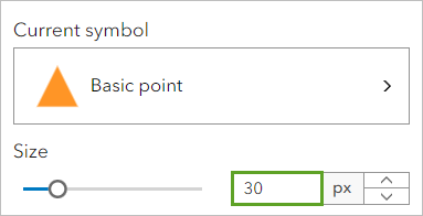 A current symbol window with the option basic point selected next to an orange triangle
