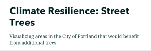 The words climate resilience street trees in bold black text