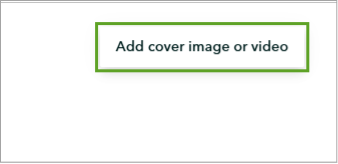 The words add cover image or video in black with a green square around it