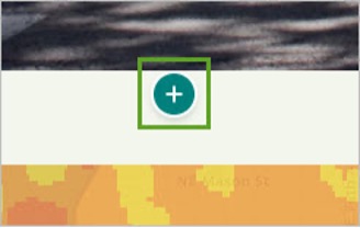 A white plus sign in a green circle with a green square around it