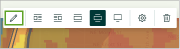 A toolbar in ArcGIS StoryMaps with the pencil icon selected with a green box around it