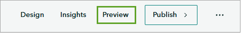 A preview button highlighted in a green box in ArcGIS StoryMaps