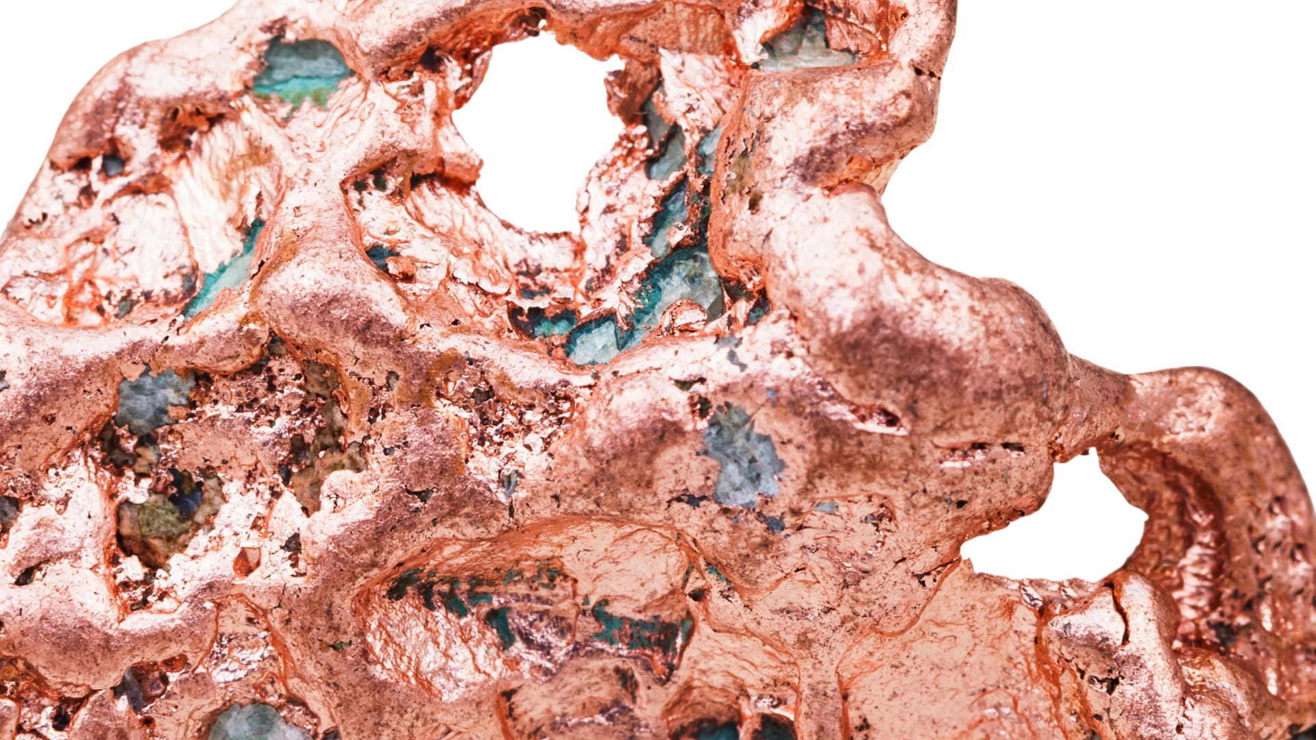 A closeup of copper signifies mine site selection