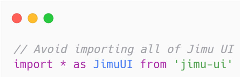 Screenshot of a snippet of JavaScript code to be used within ArcGIS Experience Builder.