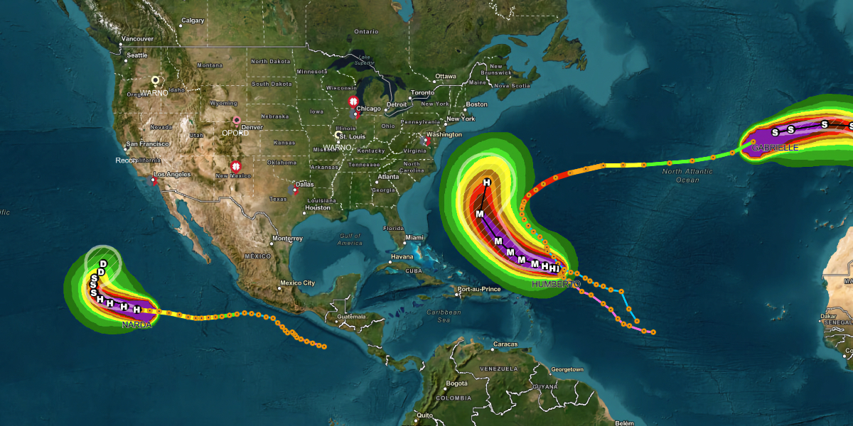 Hurricane tracking map showing Melissa's forecast cone and intensity bands as the storm hovers over Jamaica.