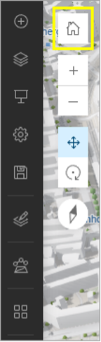 A dark toolbar with multiple icons and a home icon highlighted in yellow