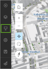 A toolbar with multople icons and a green square around the presentation button